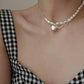 Rice Pearl Heart Necklace