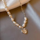 Rice Pearl Heart Necklace