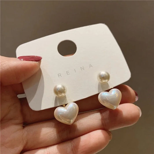 Pearly Hearts Drop Earrings