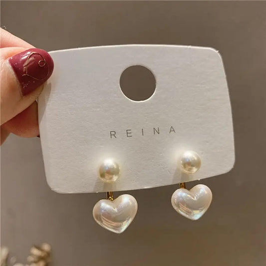 Pearly Hearts Drop Earrings